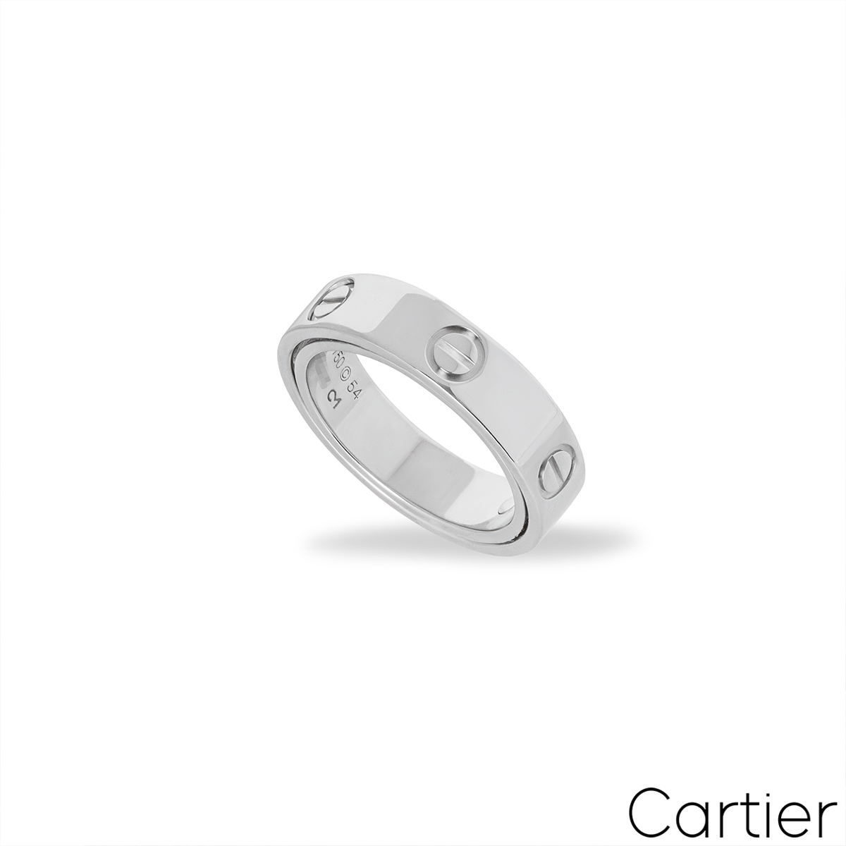 Cartier White Gold Plain Spicy Love Ring Size 54